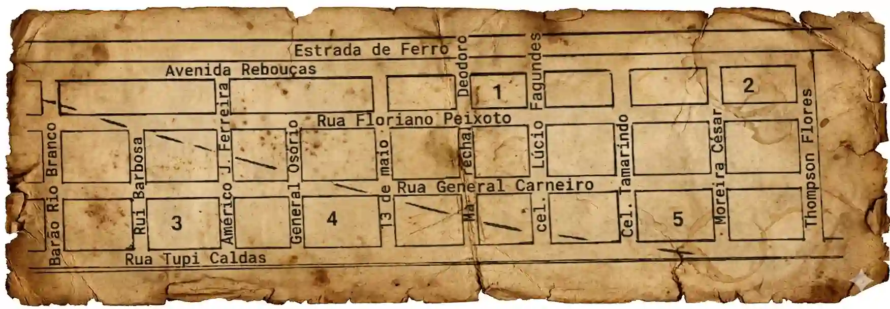 Mapa da cidade de Brodowski nos seus primórdios